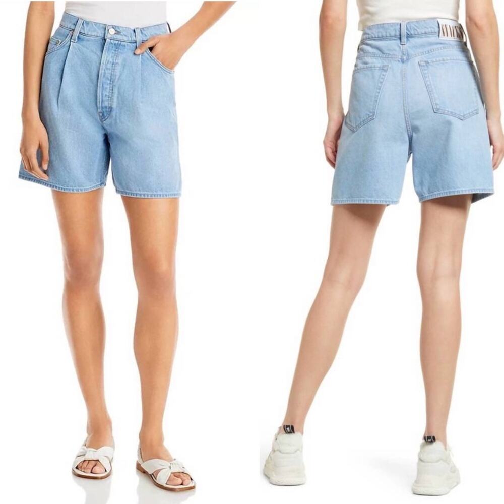 MOTHER SNACKS Cotton High Rise The Pleated Fun Dip Shorts in Just A Nibble 26